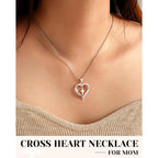 PINKDODO Heart Cross Necklace for Women Baptism Confirmation Easter Gifts