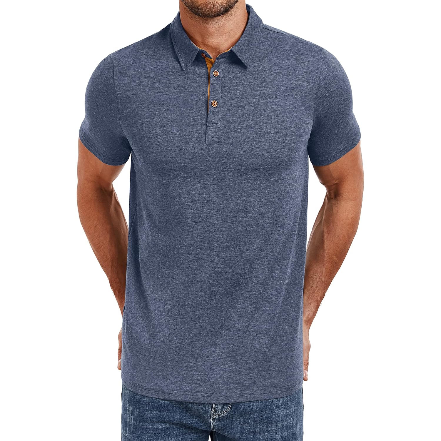 Mens Polo Shirts Short Sleeve Casual Cotton Golf Shirts Performance Polo Shirts For Men