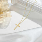 MONOZO Gold Cross Necklace for Women Girls, 14K Gold Plated Layered Cross Necklace Tiny Sideway Choker CZ Necklaces for Women Trendy Christian Baptism Religious Faith Jewelry Gifts