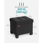 Songmics Storage Ottoman, Small Ottoman Foot Rest With Legs, 12.6 X 15.7 X 13.2 Inches Foot Stool, Load Up To 660 Lb, For Living Room, Bedroom, Dorm, Ink Black Ulsf012B01