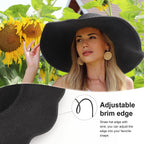 DRESHOW Big Straw Sun Hats for Women Floppy Foldable Roll up Beach Cap Sun Hat UPF 50+ Vacation Honeymoon Embroidered Hat Aca Wire: Black