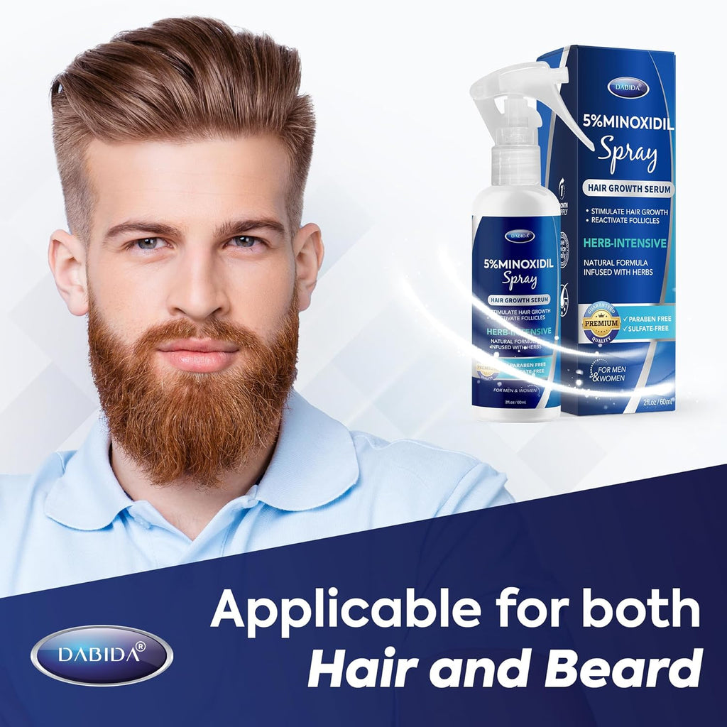 5% Minoxidil Hair Regrowth Spray : Minoxidil for Women Hair Growth Treatment, Minoxidil 5 percent for Men Beard Growth - 60ml