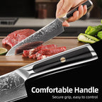 Sunnecko 8 Inch Japanese Damascus Chef Knife - Ultra Sharp 10-12 Degree Edge VG10 67 Layers Kitchen Cooking Knives for Meat, Vegetable & Fruit, Full Tang Forged Blade, Premium Father Day Gift Box