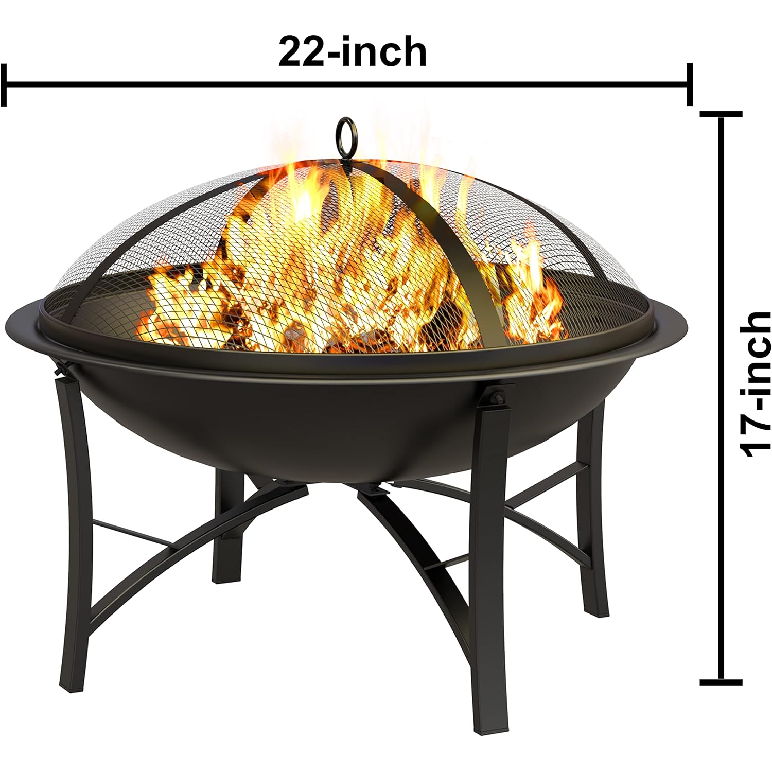 Fire Beauty Fire Pit For Outside Wood Burning,Bbq Grill Steel Fire Bowl With Spark Screen Cover,Log Grate,Poker For Camping Beach Bonfire Picnic Backyard Garden
