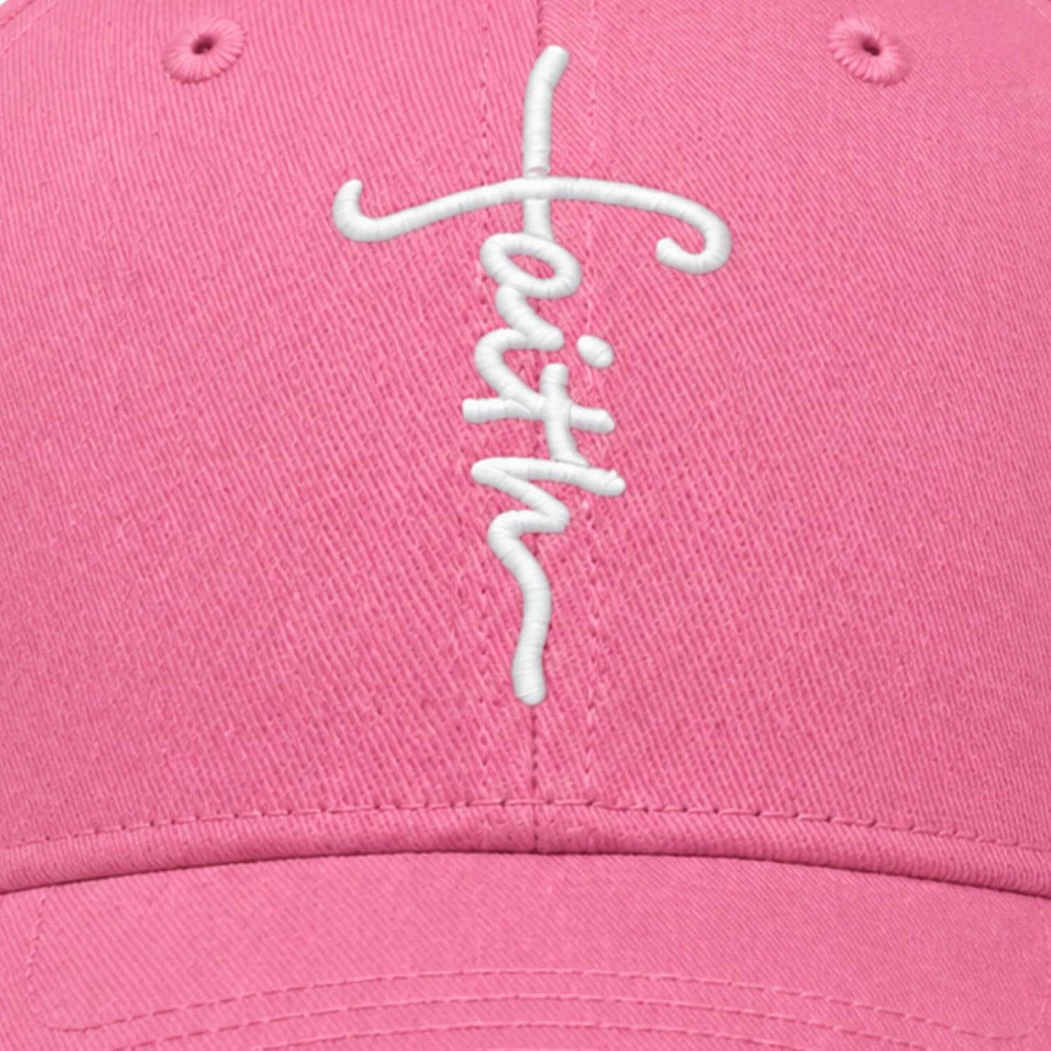Christian Baseball Cap Embroidered Faith Cross Hat Adjustable Structured Front Panel Thick Raised Stitching