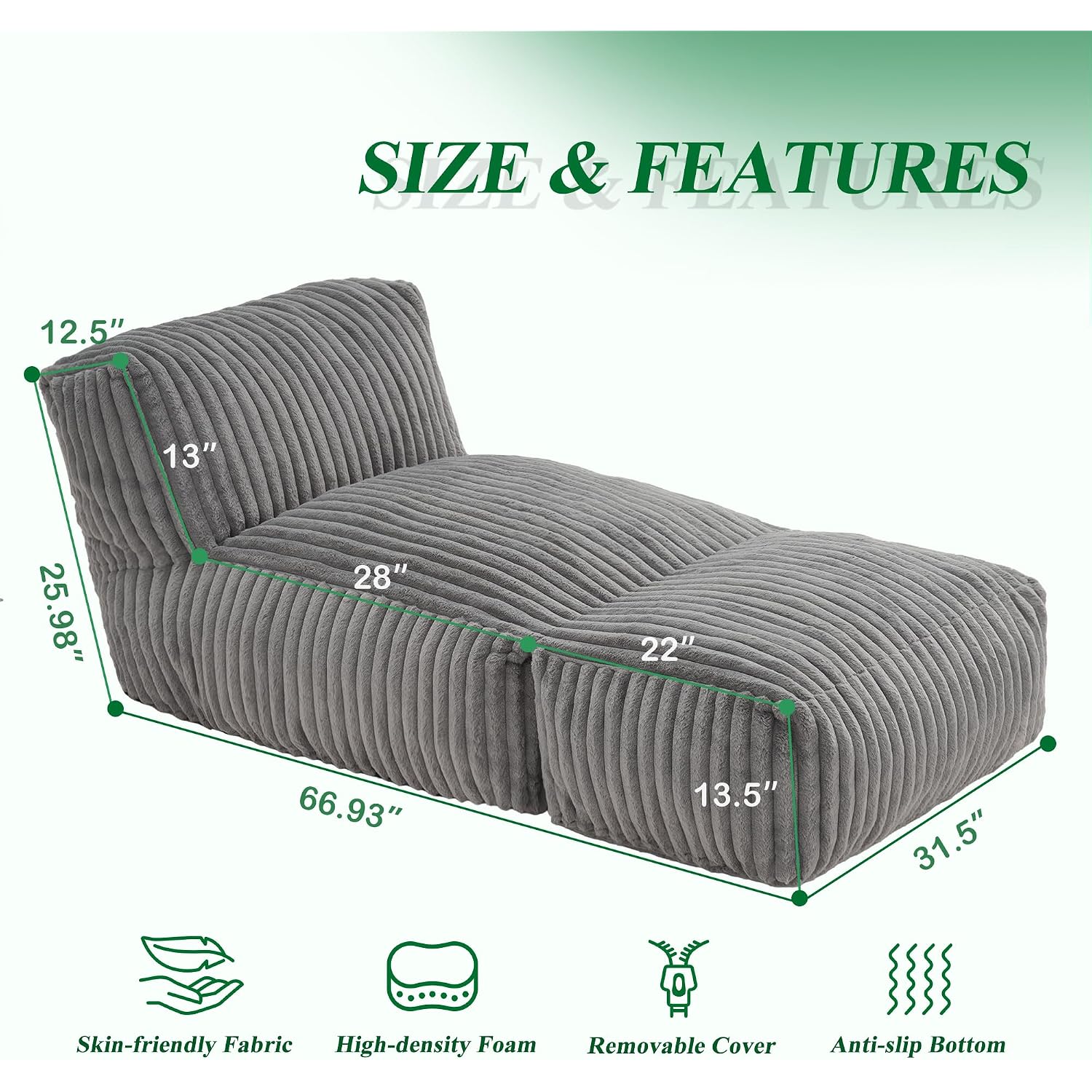 Hobestluk Big Bean Bag Chairs For Adults For Bedroom(Grey, Large) | Softness And Comfort,Easy To Maintain,For Office,Guest Rooms,Fireside,Armless Loveseat,No Assembly Required,High Quality