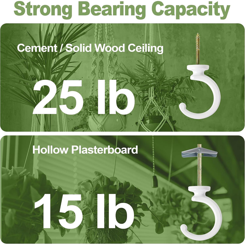 Ceiling Hooks For Hanging Plants - 2 Pack Heavy-Duty Metal Swag Hooks | Metal Hooks Hold Hanging Plants And Lights From Ceilings Or Walls Indoors Or Outdoors; Mounting Hardware Is Included.