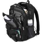 Mesh Backpack For School Heavy Duty See Through Net Bookbag Girls Boys Semi-Transparent Net Back Pack For Beach, Swimming, Sports, Work, Travel (Black)