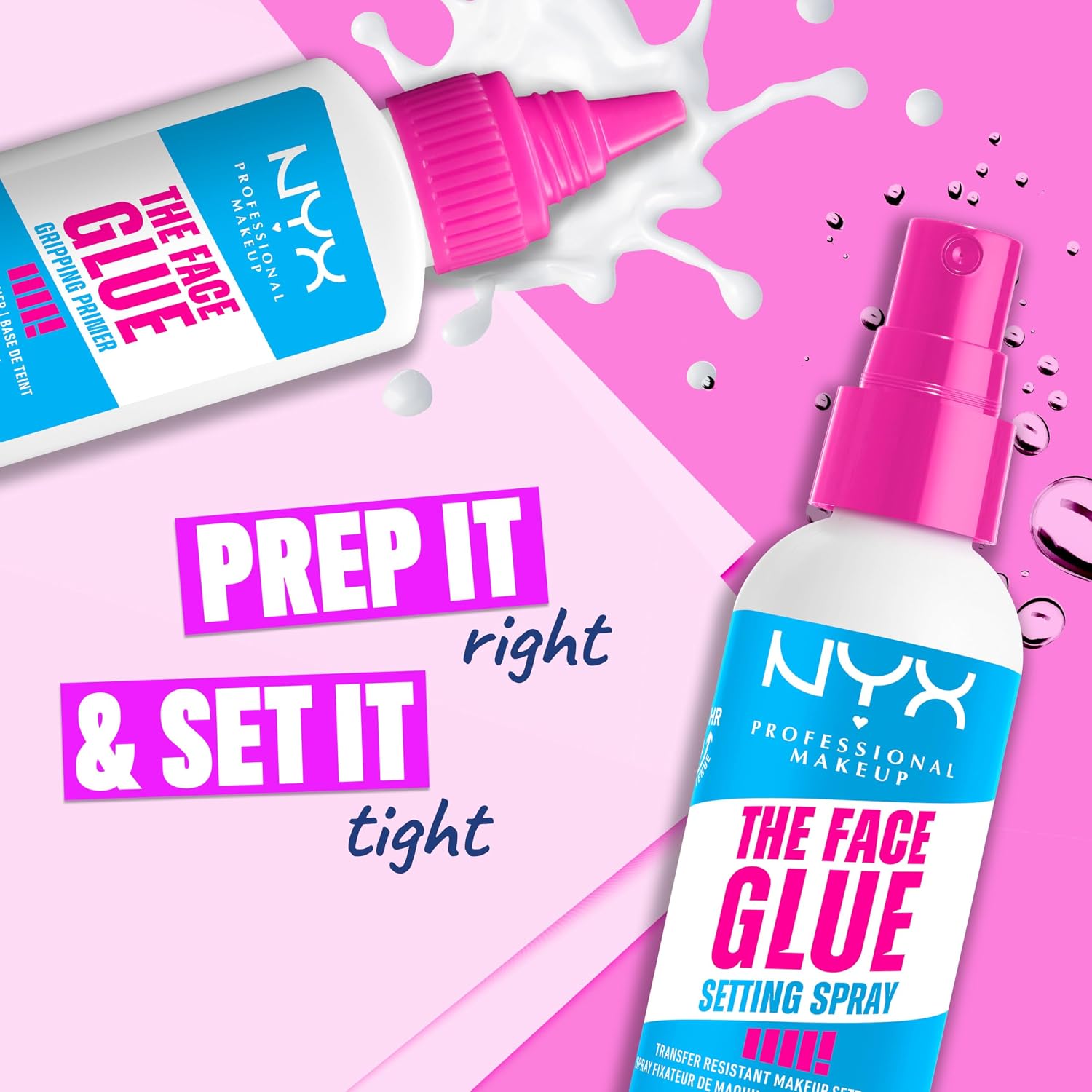 Nyx Professional Makeup The Face Glue Setting Spray, Transfer-Resistant Waterproof Setting Spray, Up To 24Hr Make Up Wear