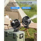 Koonie 8'' 10000Mah Battery Operated Misting Fan With Max. 48 Hrs Runtime | Portable Mist Desk Fan With Clip, 3 Speeds, 2 Spray Modes, 200Ml Tank For Golf Cart Home Office Travel Camping Stroller