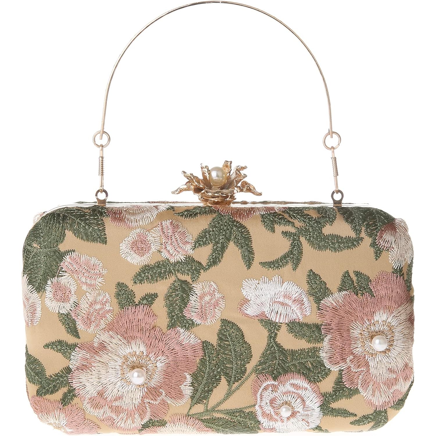 Womens Vintage Floral Embroidery Clutch Evening Handbag Shoulder Bags Purse For Wedding Party Prom