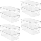 Vtopmart 8Pcs Clear Organizers And Storage Bins With Lids, Stackable Plastic Storage Containers With Handles For Fridge, Freezer, Pantry, Cabinet, Kitchen Organization