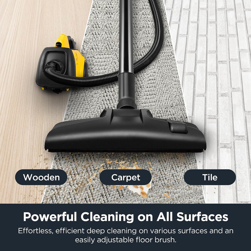 Eureka Canister Vacuum Cleaner, Lightweight Vacuum Cleaner For Home, Yellow