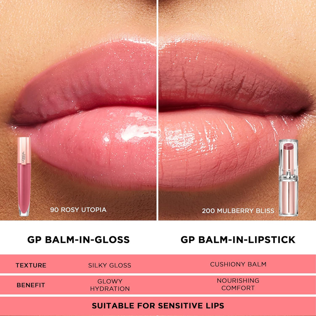 L'Oreal Paris Glow Paradise Hydrating Tinted Lip Balm-in-Gloss with Pomegranate Extract & Hyaluronic Acid, Ultra-Gentle, Non-Sticky Formula, Porcelain Petal, 0.23 fl oz