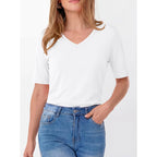 Anrabess Womens Half Sleeve Tops V Neck Shirts | Comfy Soft Basic Fit Tee, Business Casual Work Daily Wear T-Shirts, Summer Spring Trendy Clothes
