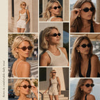 Retro Oval Sunglasses For Women 90S Vintage Y2K Trendy Narrow Shades, Uv Protection Designer Sun Glasses