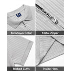 Plop 2 Pack Mens 1/4 Zipper Muscle Polo Shirts Slim Fit Collared Shirt Short Sleeve Ribbed Knit Fitted Casual Athletic Tee