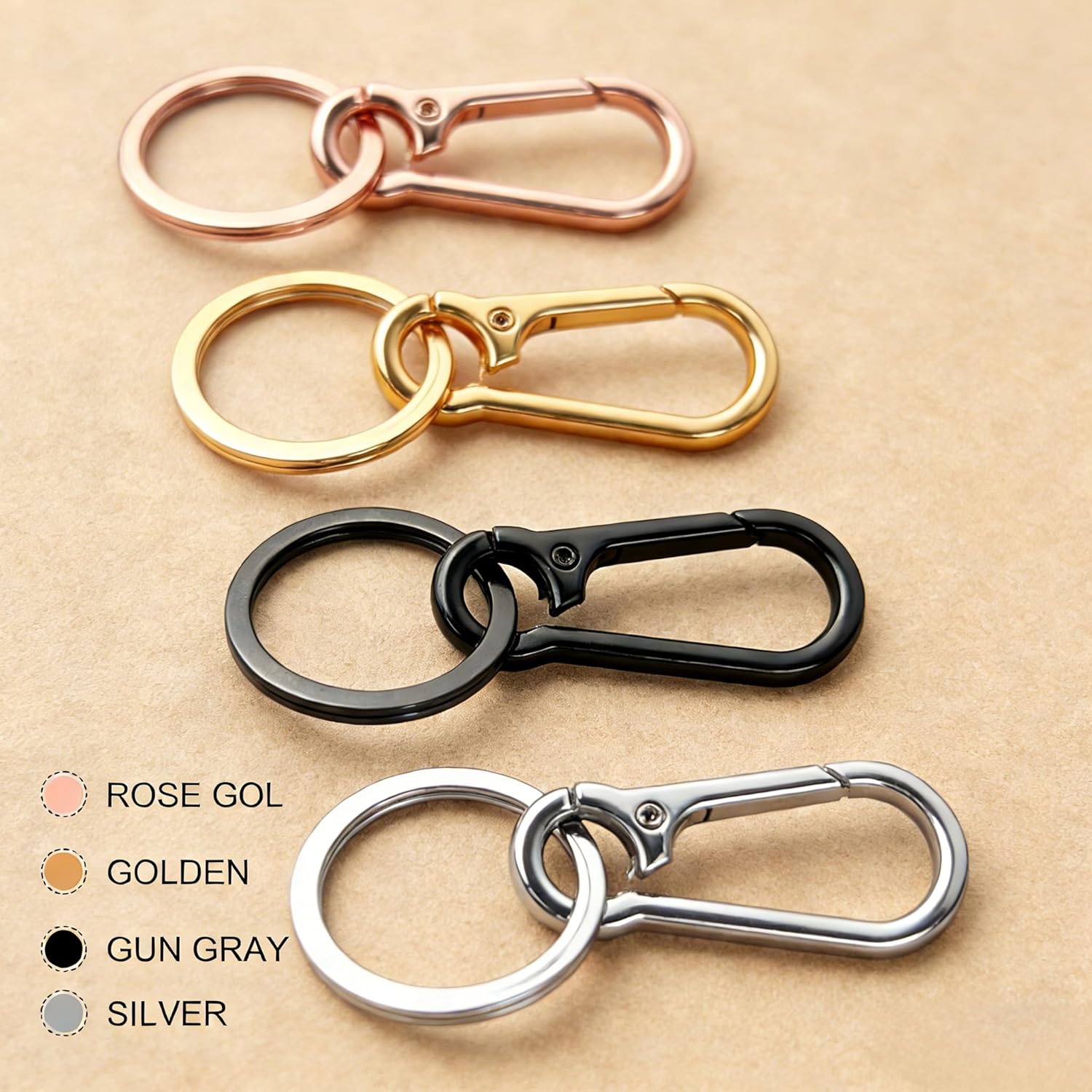 Metal Keychain for Men Women, Sturdy Key Ring Clip Organizer for Home Car, Keyring Accessories