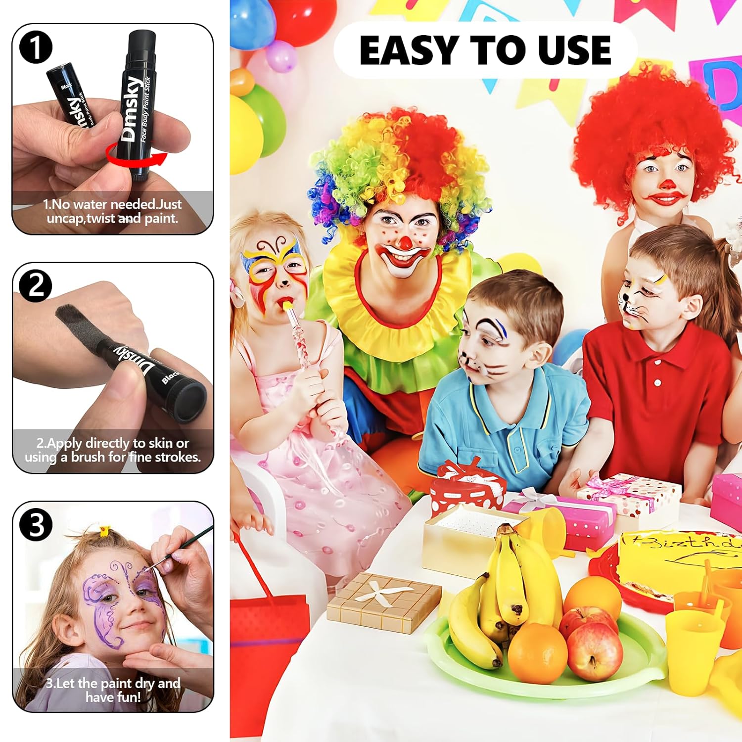 Dmsky 20 Packs Eye Black Sports Stick for Football, Baseball, Softball-Anti-Glare Face Body Paint Stick Kit,Water-Proof Eye Sports Paint Sticks,20 Color Eyeblack Painting Kit for Athletes & Fans