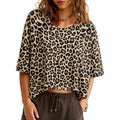 Tankaneo Womens Oversized T-Shirts Cropped Summer Casual Short Sleeve Loose Fit Tee Tops