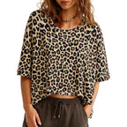 Tankaneo Womens Oversized T-Shirts Cropped Summer Casual Short Sleeve Loose Fit Tee Tops