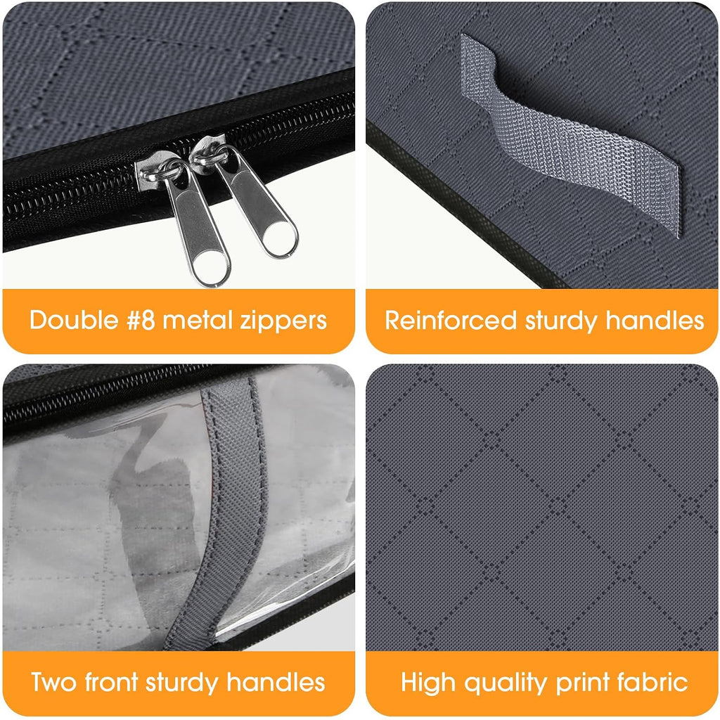 Under Bed Storage Bags 3 Pack, 40L Large Clothes & Comforter Storage Containers With Clear Window, Breathable Fabric Organizer For Blankets, Bedding, Seasonal Clothing