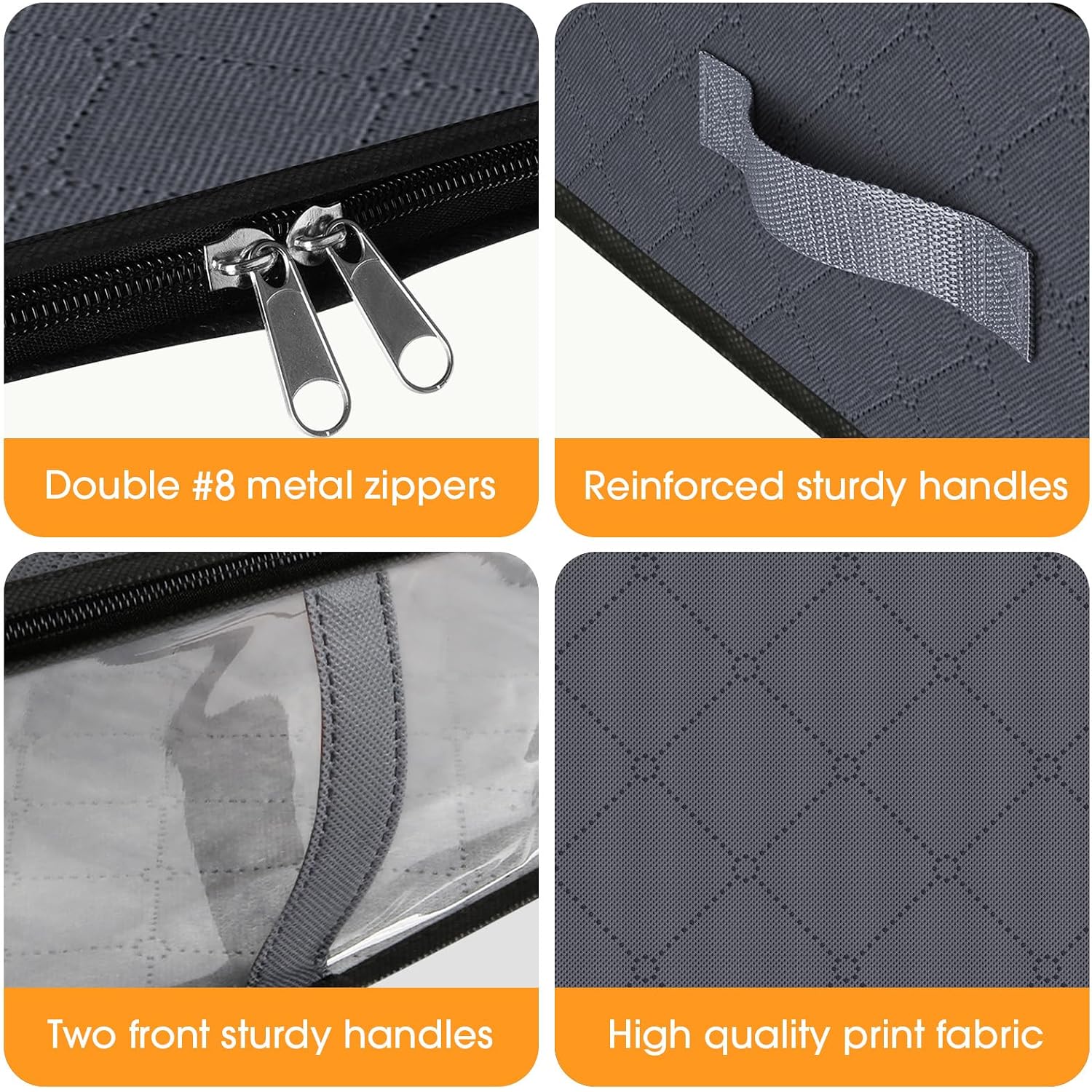 Under Bed Storage Bags 3 Pack, 40L Large Clothes & Comforter Storage Containers With Clear Window, Breathable Fabric Organizer For Blankets, Bedding, Seasonal Clothing