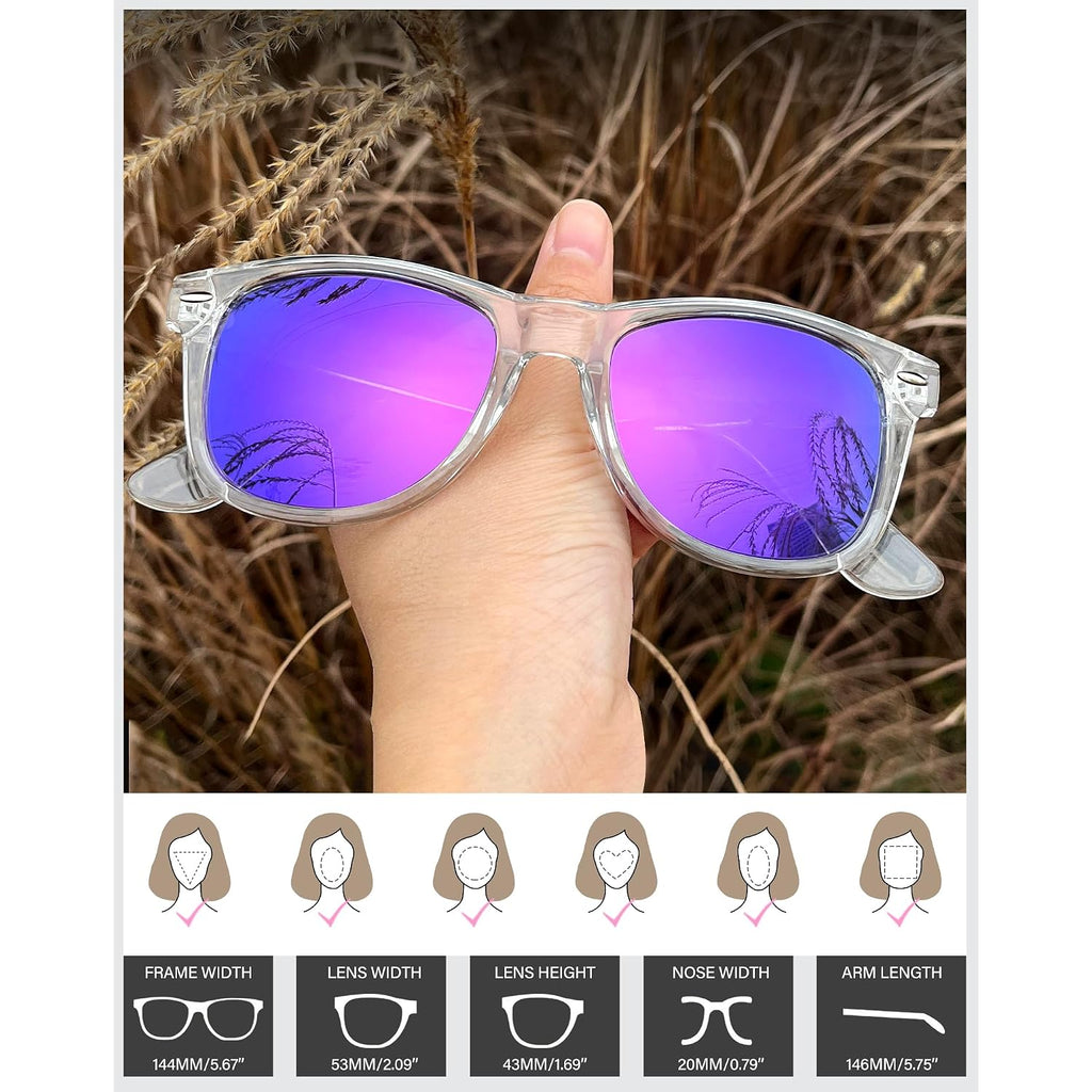 Joopin 3 Pack Square Sunglasses Polarized UV Protection Trendy Sun Glassses Fashion Shades for Women Men H13-pink Pink+ Clear Purple + Clear Blue
