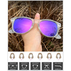 Joopin 3 Pack Square Sunglasses Polarized UV Protection Trendy Sun Glassses Fashion Shades for Women Men H13-pink Pink+ Clear Purple + Clear Blue