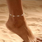 Warshion Ankle Bracelets for Women - 14K Gold Plated Waterproof Gold Anklet Delicate Chain Women's Anklets Summer Beach Pearl Jewelry Layering Gift Non Tarnish