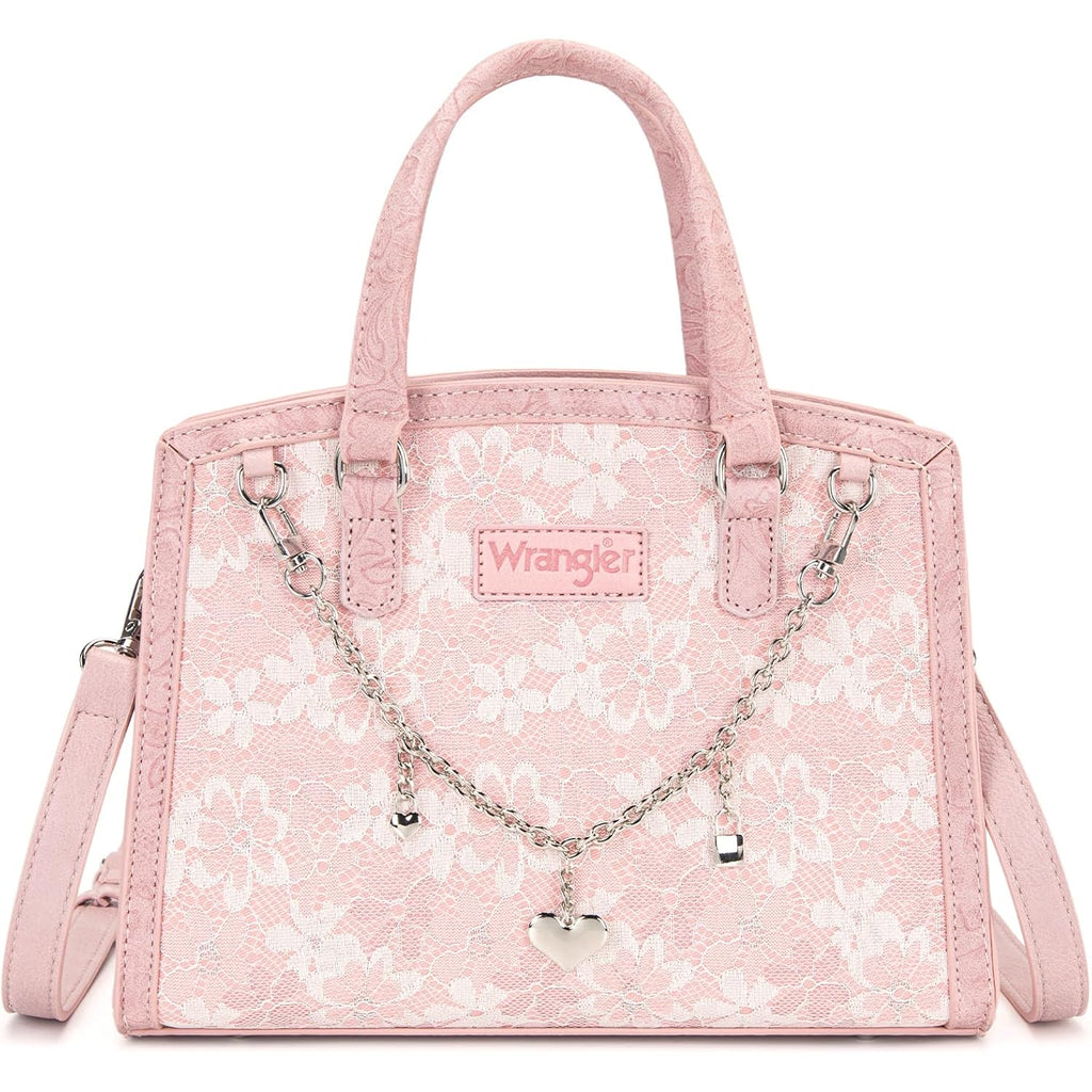 Wrangler Lace Tote Bag For Women, Medium Crossbody Top Handle Handbags Ladies Satchel Elegant Purse Charms For Wedding Gift