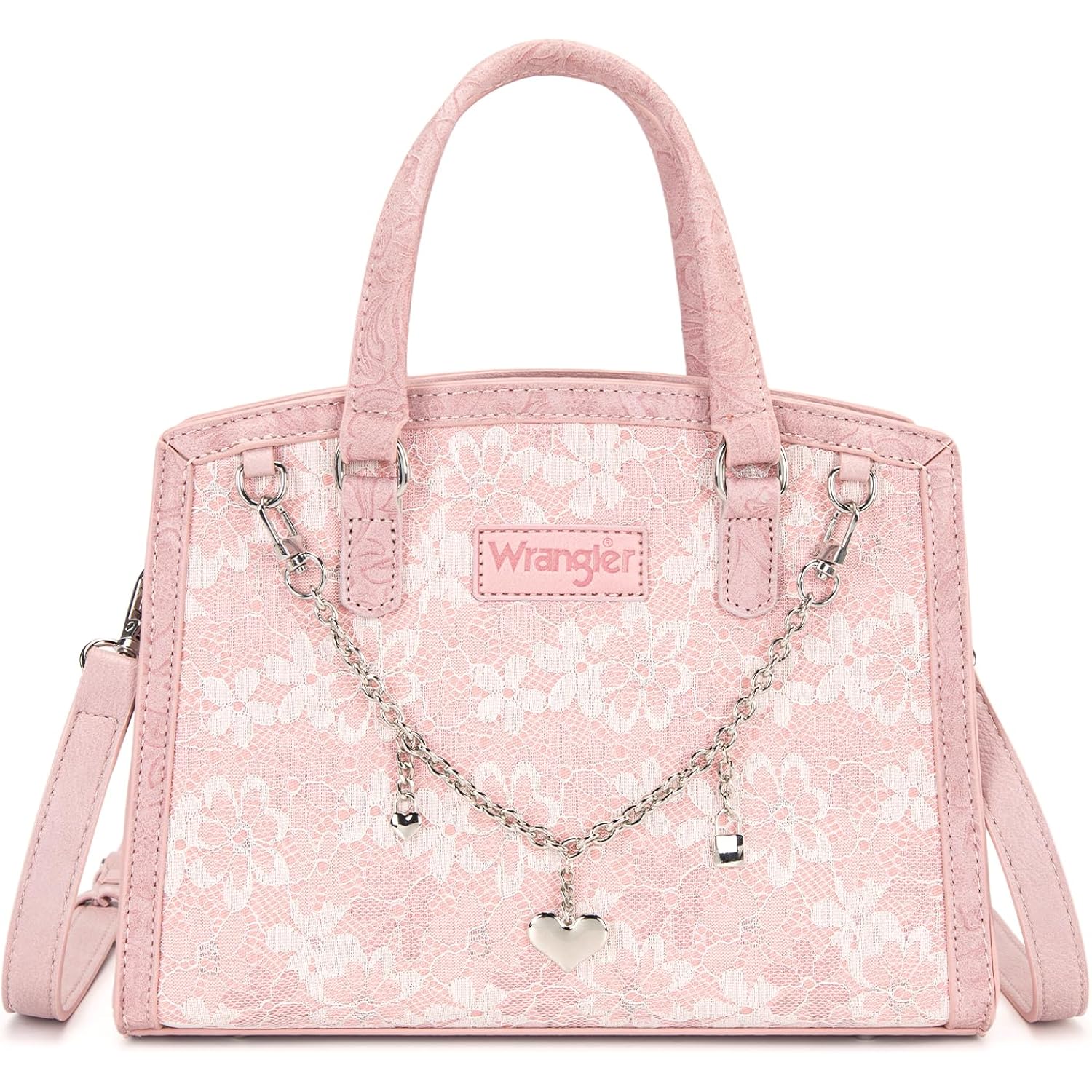 Wrangler Lace Tote Bag For Women, Medium Crossbody Top Handle Handbags Ladies Satchel Elegant Purse Charms For Wedding Gift