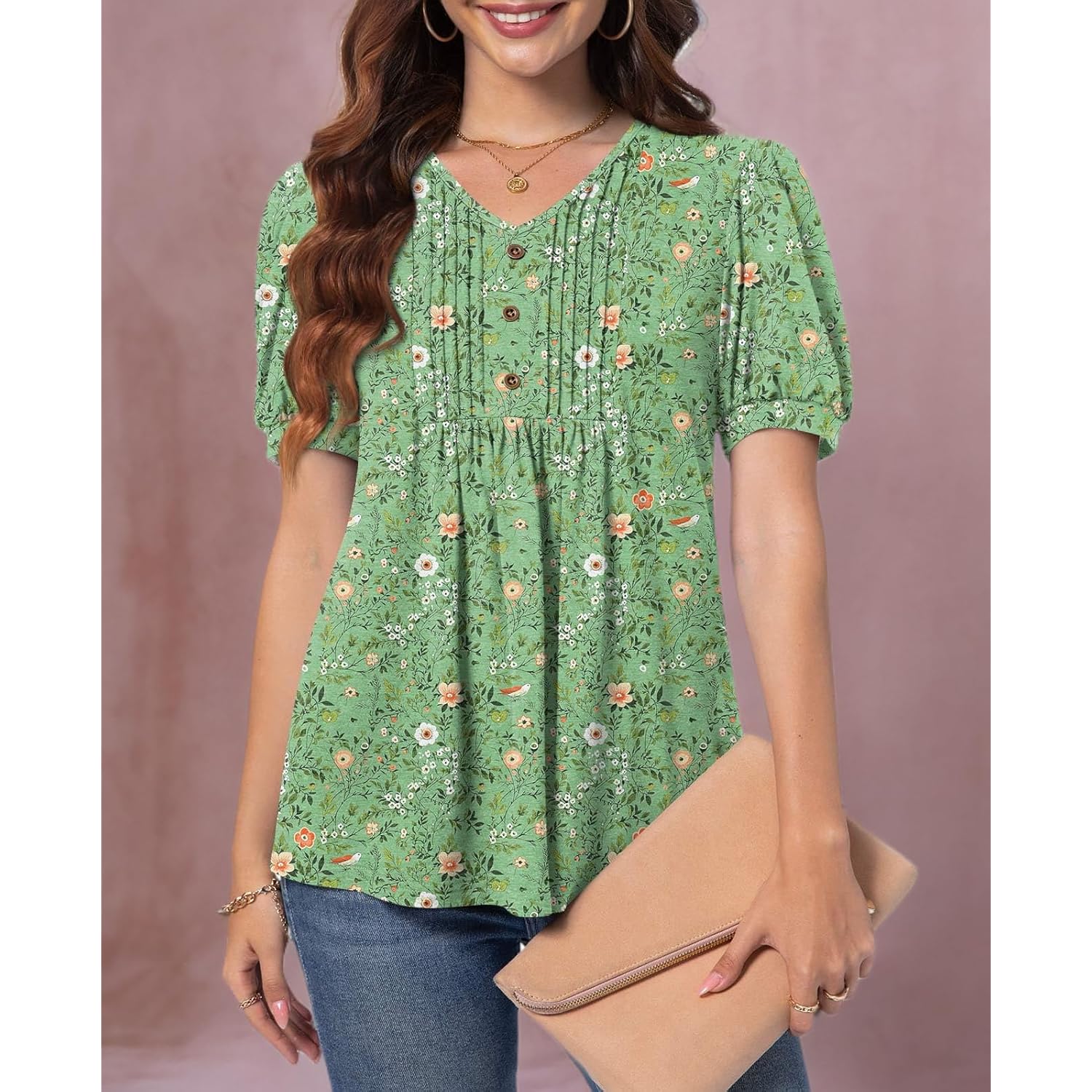 Women's Summer Tunic Tops Casual Dressy Blouses Short Sleeve Shirts M-4XL