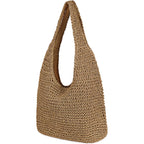 Women Large Straw Beach Bag Handmade Woven Shoulder Bags Hobo Tote Handbag Purse for Summer