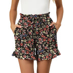 Women's Shorts 2026 Summer Casual Cute Ruffle Shorts Comfy Elastic Waist Drawstring Pleated Short with Pockets