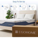 Egohome Medium Queen Mattress 12 Inch Memory Foam Mattresses Bed In A Box With Gel Foam And Removeable Fiberglass Free Cover For Cool Sleep And Back Pain Relief, Certipur-Us Certified, Blue