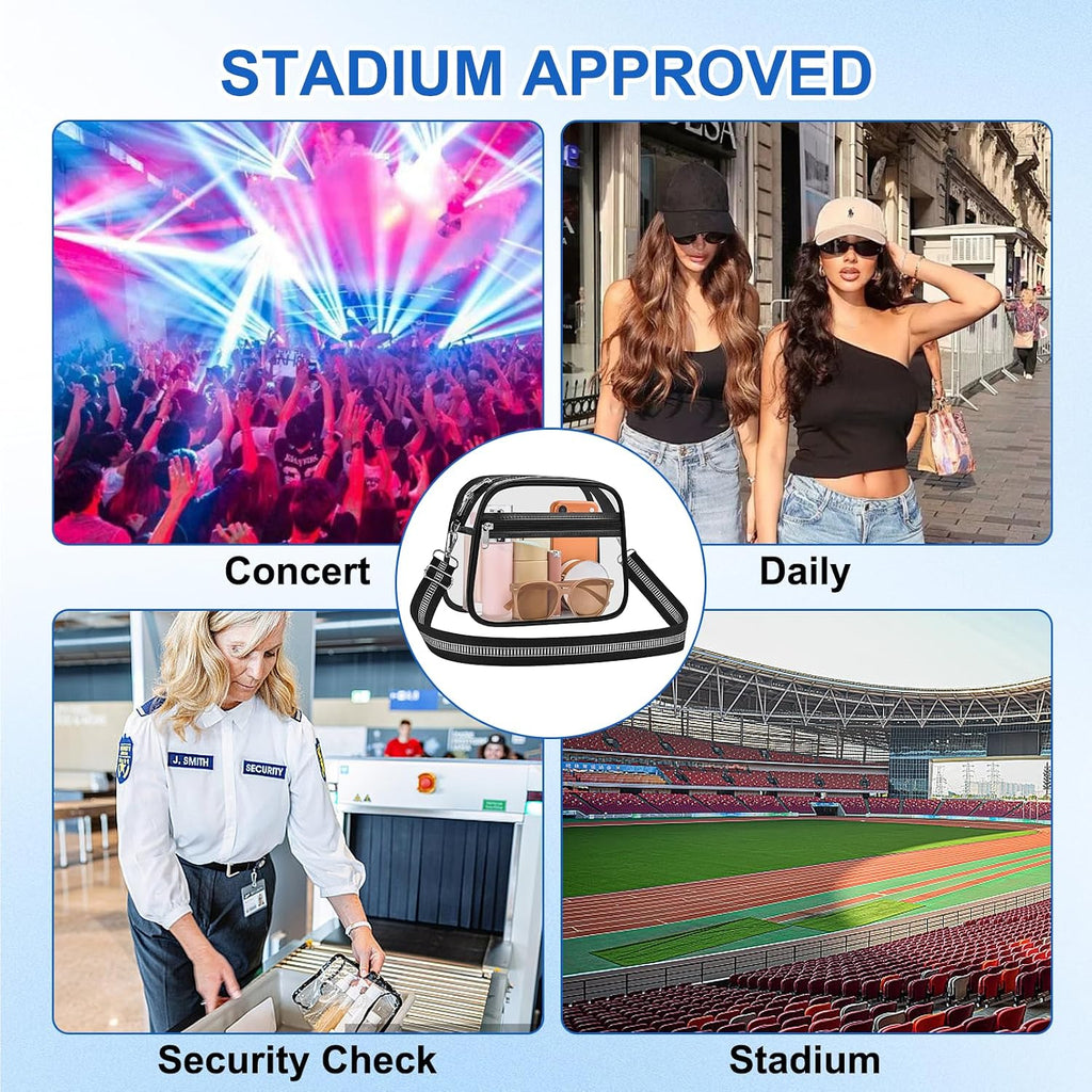 Clear Bag For Stadium Events Clear Purse For Women Crossbody Bag Adjustable Shoulder Strap For Concert Sports Festival
