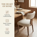 Mid Century Modern Dining Chairs Set Of 4, Upholstered Linen Kitchen & Dining Room Chairs With Ergonomic Curved Backrest, Solid Wood Legs, Farmhouse Accent Chair For Home, Apartment, Beige