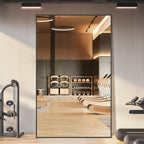 Large Mirror Full Length 72"X44", Oversized Floor Mirror With Stand, Black Free Standing Mirror Full Length For Gym Bedroom Living Room, Hanging Or Wall Mounted, Shatterproof Tempered Glass