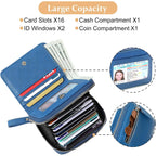 Genuine Wallet Women Rfid Blocking Card Holder, Small Leather Womens Wallet With Zipper Id Window Coin Pocket