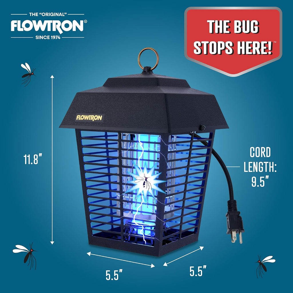 Flowtron Electric Bug Zapper, 1/2 Acre Outdoor, 15W Uv, 5600V, Octenol Lure | Enjoy Mosquito-Free Evenings Outdoors - Uv Light And Octenol Lure Eliminates Flies, Gnats, And Beetles - Ul And Etl Certified