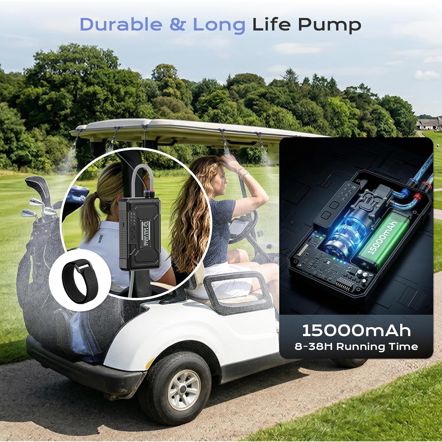 Portable 4 Gallon Misting System With 15000Mah Rechargeable Pump, 33Ft Hose – Powerful Outdoor Water Bucket Misters For Outside Patio Cooling, Backyard, Canopy, Camping, Umbrella, Sports, Greenhouse