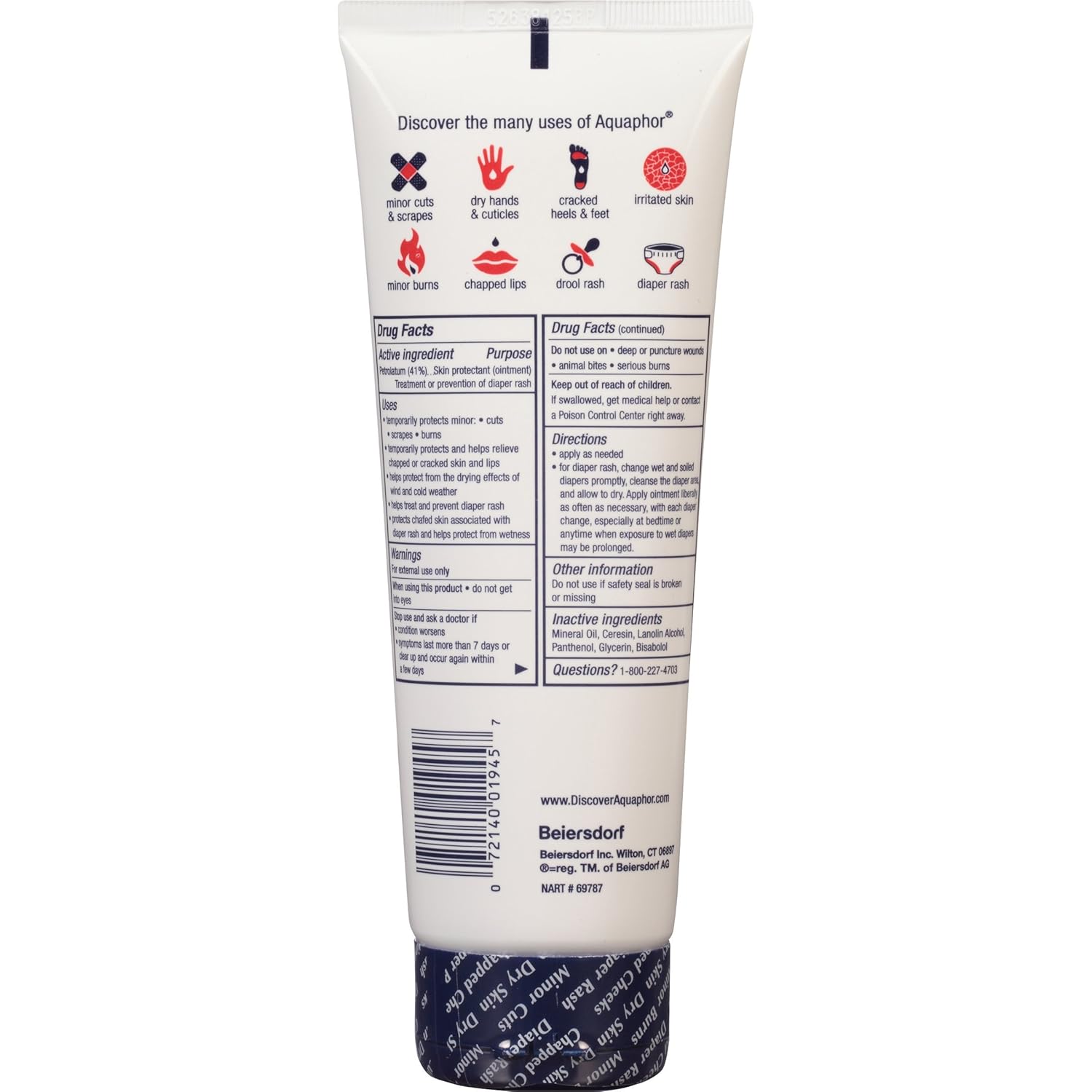 Aquaphor Healing Ointment Advanced Therapy Skin Protectant, Dry Skin Body Moisturizer, 7 Oz Tube