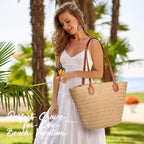 Hommtina Straw Bag Womens Straw Beach Bag Vacation Purse for Summer