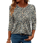 Lomon 3/4 Length Sleeve Womens Tops Casual Crewneck Pullover Tunics Summer Cute Blouses Fashion 2026