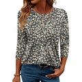 Lomon 3/4 Length Sleeve Womens Tops Casual Crewneck Pullover Tunics Summer Cute Blouses Fashion 2026