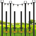 Sinley 4 Pack String Light Poles,10 Ft Metal Poles With Fork For Outdoor String Lights,Outdoor Light Poles With Fork,Poles/Post/Stand For Outside,Patio,Deck,Backyard,Garden Wedding,Party