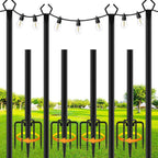 Sinley 4 Pack String Light Poles,10 Ft Metal Poles With Fork For Outdoor String Lights,Outdoor Light Poles With Fork,Poles/Post/Stand For Outside,Patio,Deck,Backyard,Garden Wedding,Party