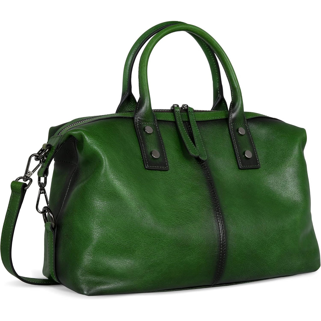 Iswee Genuine Leather Satchel Tote Bag Top Handle Handbag Designer Shoulder Bag Large Capacity Cross Body Bag