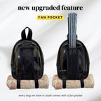 Otw Onthewae Anti-Theft Black Clear Transparent Small Mini Backpack Convertible Straps Crossbody For Raves Stadium Festival Concert (Mini W Strap - Black)